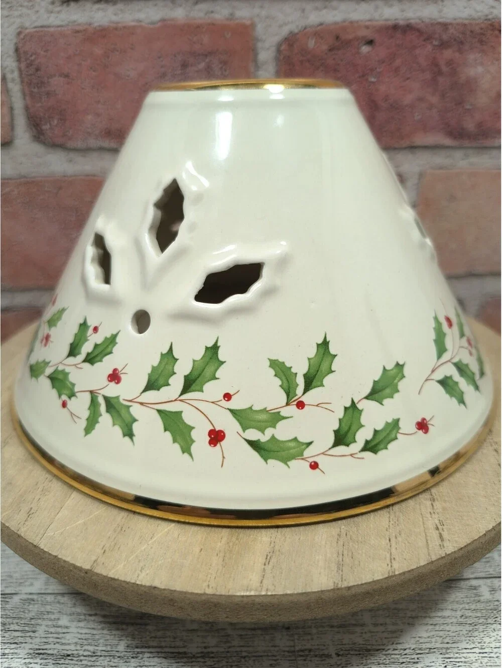 Lenox Dimension Collection Large Holiday Holly Berries Votive Candle Lamp Shade